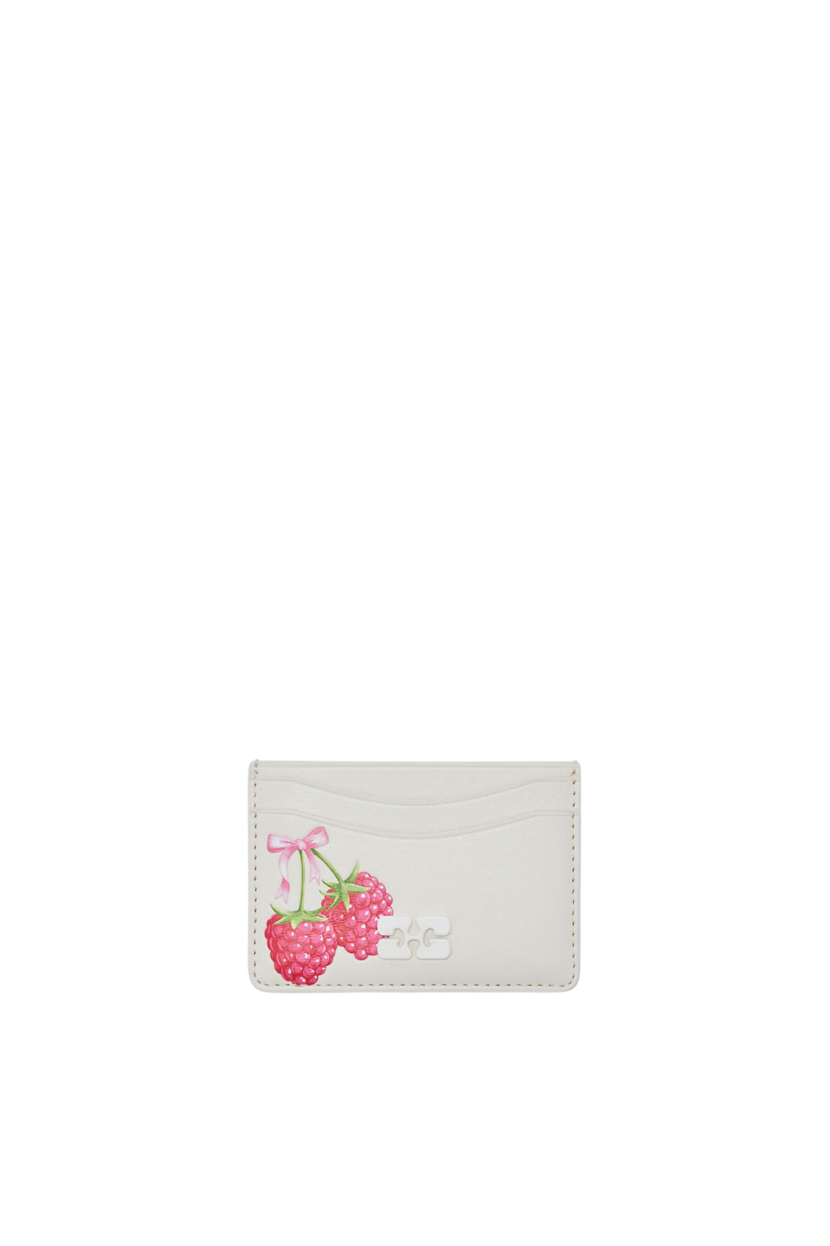 Bou Card Holder With Flap Raspberry Print - Egret