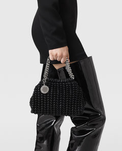 Falabella Popcorn Drawstring Crossbody Bag - Black