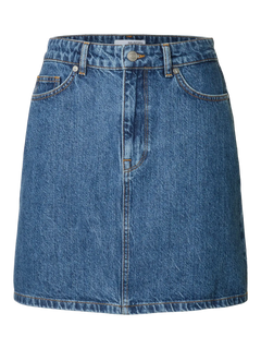 Harper HW Short Skirt - Medium Blue Denim