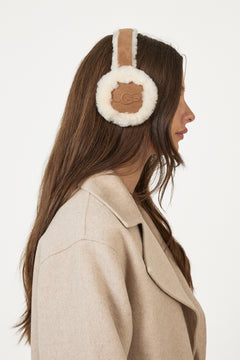 W Embroidered L Earmuffs - Chestnut