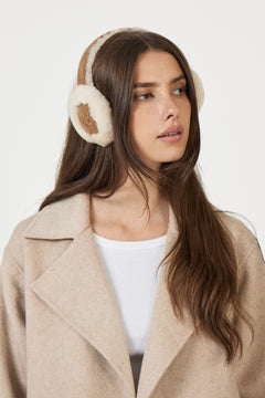 W Embroidered L Earmuffs - Chestnut