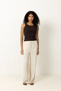 Viva-Gulia HW Long Linen Pant - Sandshell
