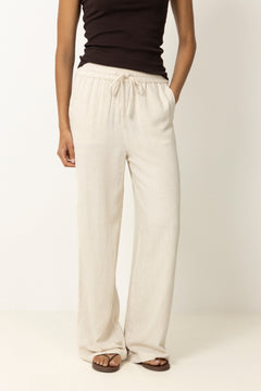 Viva-Gulia HW Long Linen Pant - Sandshell