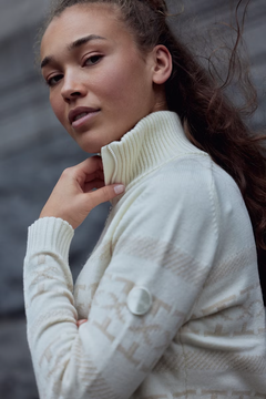 Dalsbygda Woolmix Halfzip Sweater - Tofu White