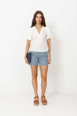 Krista HW Light Blue Denim Shorts - Light Blue Denim