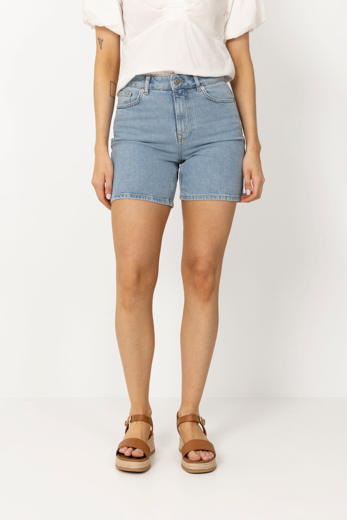 Krista HW Light Blue Denim Shorts - Light Blue Denim
