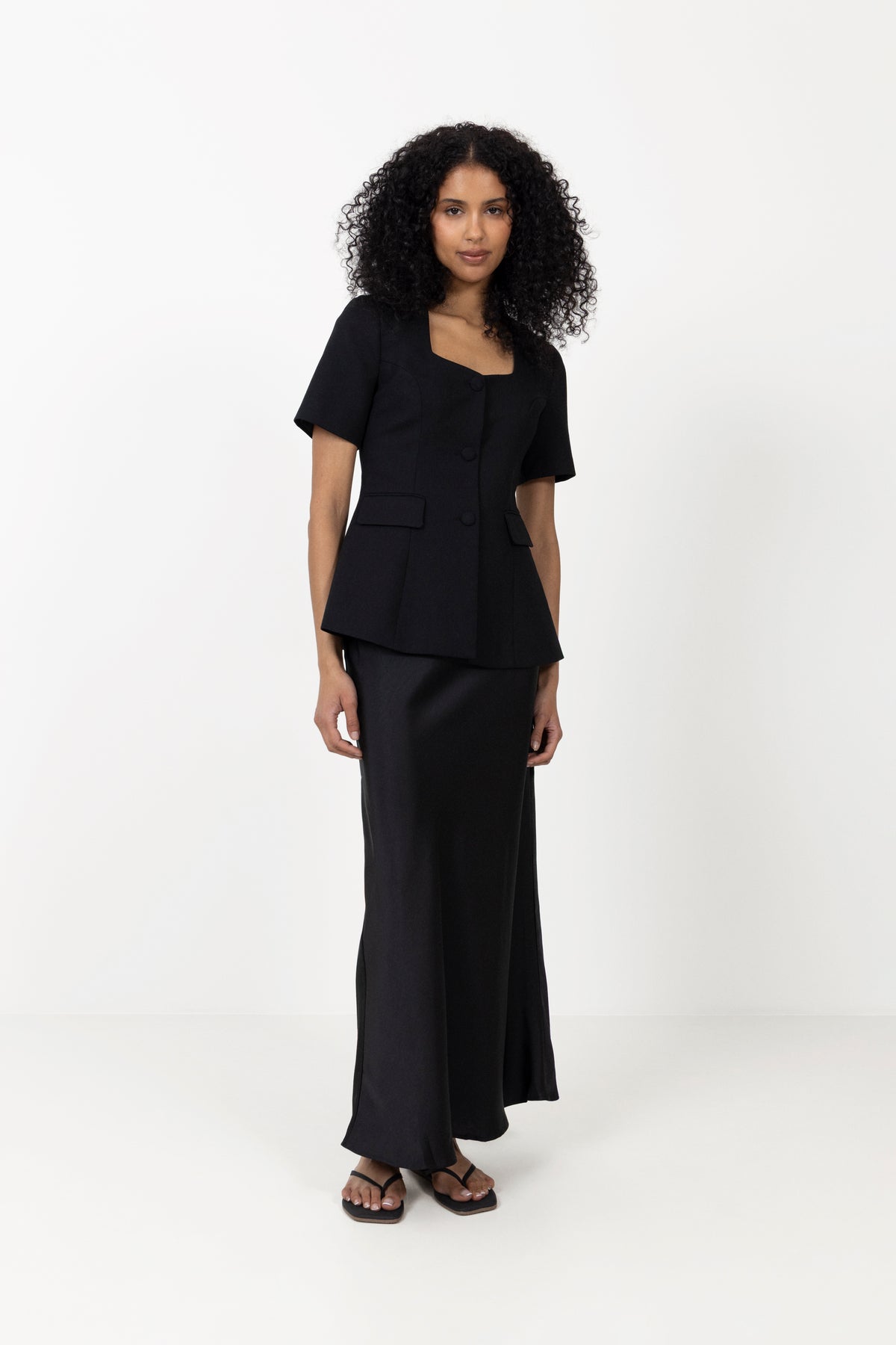 Vicky Heavy Sateen Skirt - Black