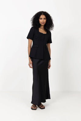 Vicky Heavy Sateen Skirt - Black