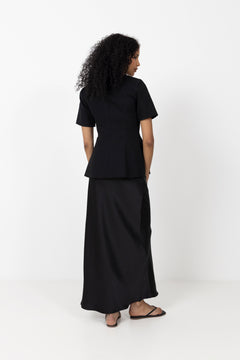 Vicky Heavy Sateen Skirt - Black