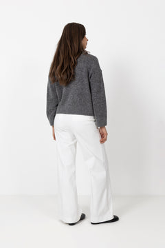 Sia Ras LS Knit Zipper Cardigan - Medium Grey Melange