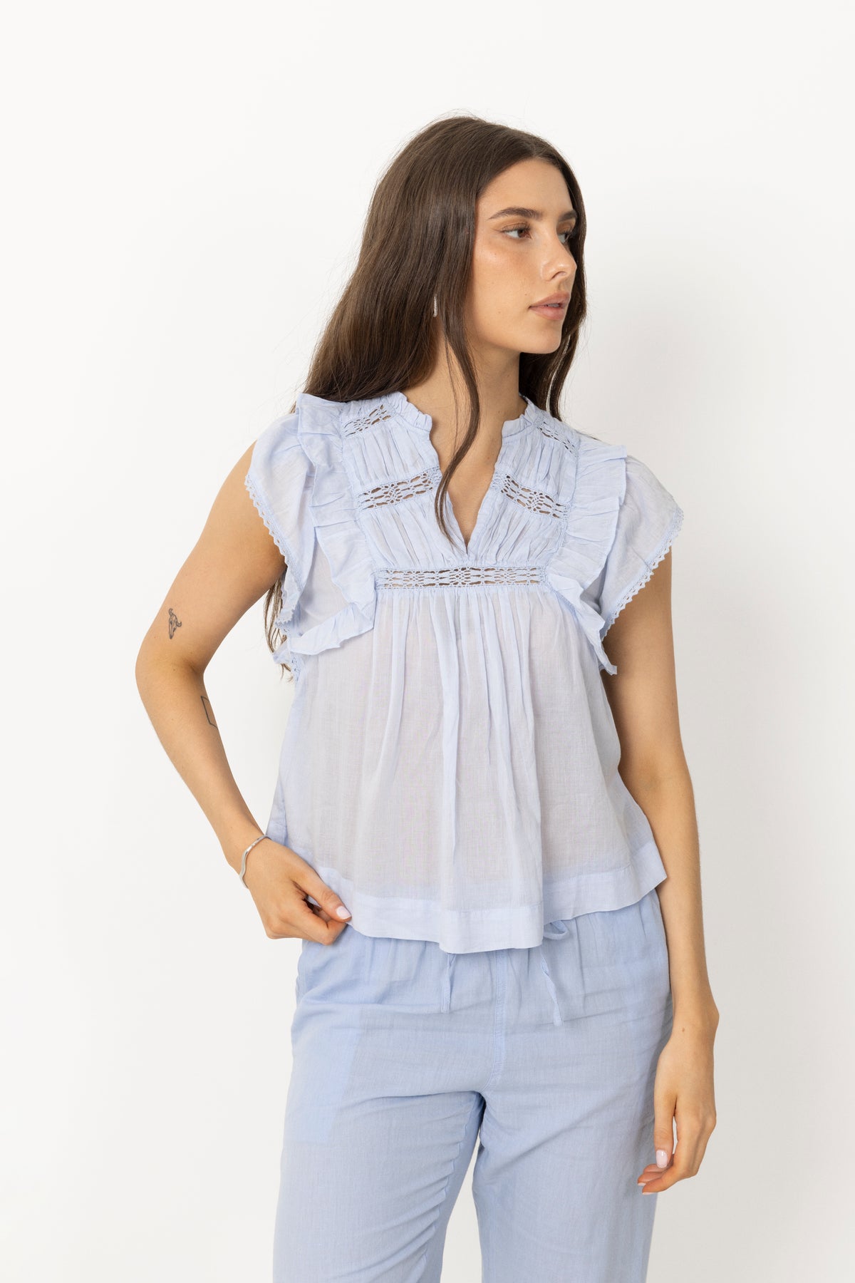 Jayla S Voile Top - Light Blue