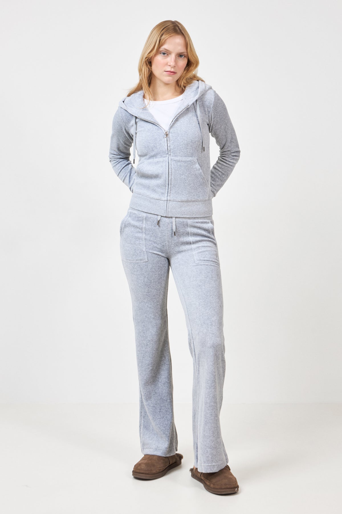 Layla Low Rise Flare Pocketed - Silver Marl