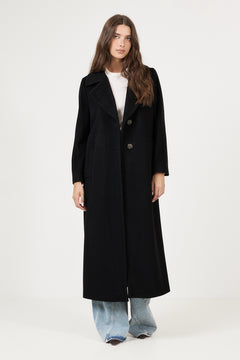 Cashmere Coat W Clareta Belt Long - Ebony Black