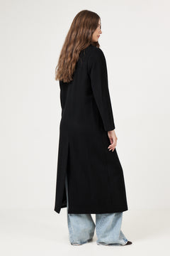 Cashmere Coat W Clareta Belt Long - Ebony Black