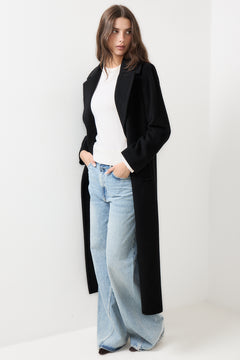 Cashmere Coat W Clareta Belt Long - Ebony Black