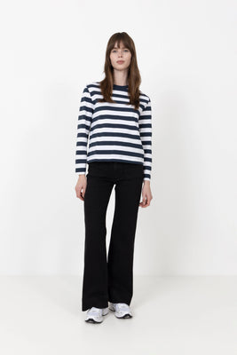 Essential Ls Striped Boxy Tee - Dark Sapphire/Bright White