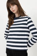 Essential Ls Striped Boxy Tee - Dark Sapphire/Bright White