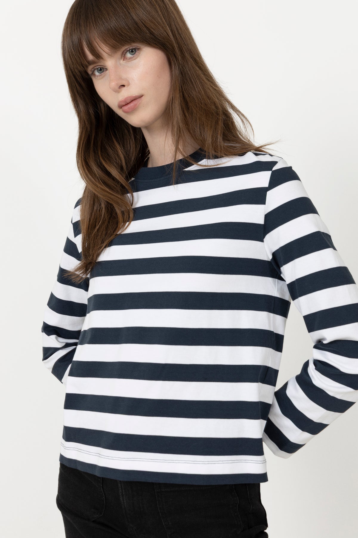 Essential Ls Striped Boxy Tee - Dark Sapphire/Bright White