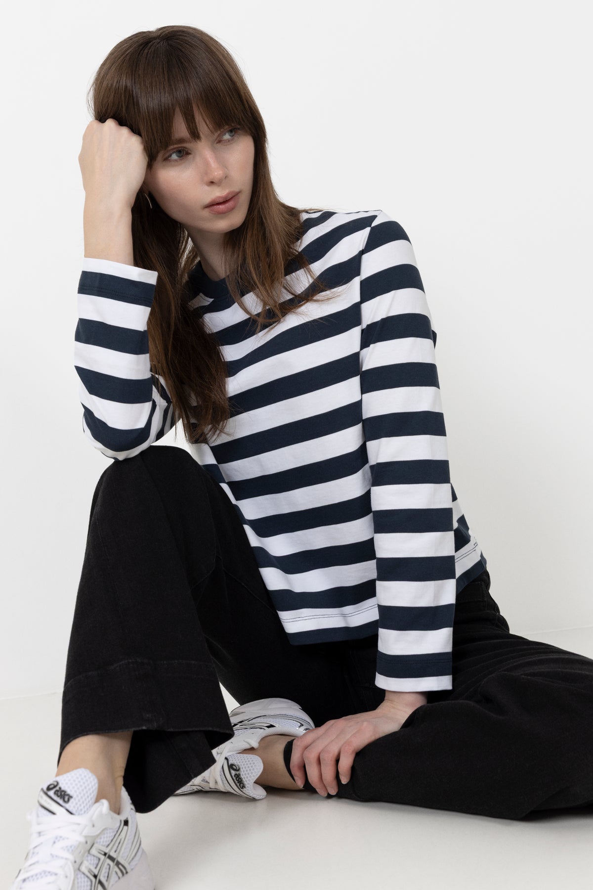 Essential Ls Striped Boxy Tee - Dark Sapphire/Bright White