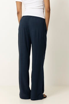 Viva-Gulia Hw Long Linen Pant - Dark Sapphire
