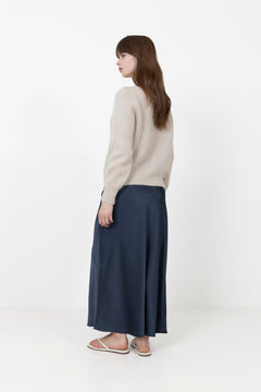 Vicky Heavy Sateen Skirt - Midnight Blue