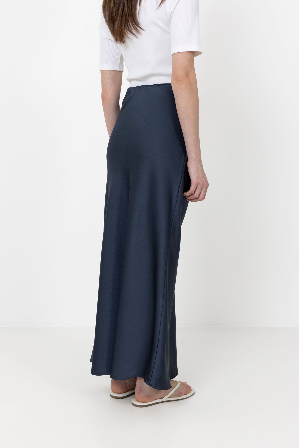 Vicky Heavy Sateen Skirt - Midnight Blue