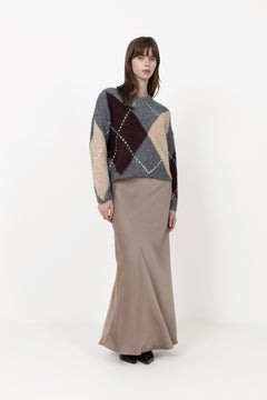 Vicky Heavy Sateen Skirt - Dark Taupe