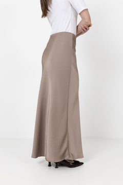 Vicky Heavy Sateen Skirt - Dark Taupe