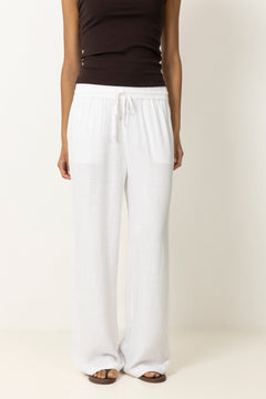 Viva-Gulia Hw Long Linen Pant - Snow White