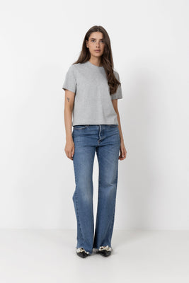Essential Ss Boxy Tee - Light Grey Melange