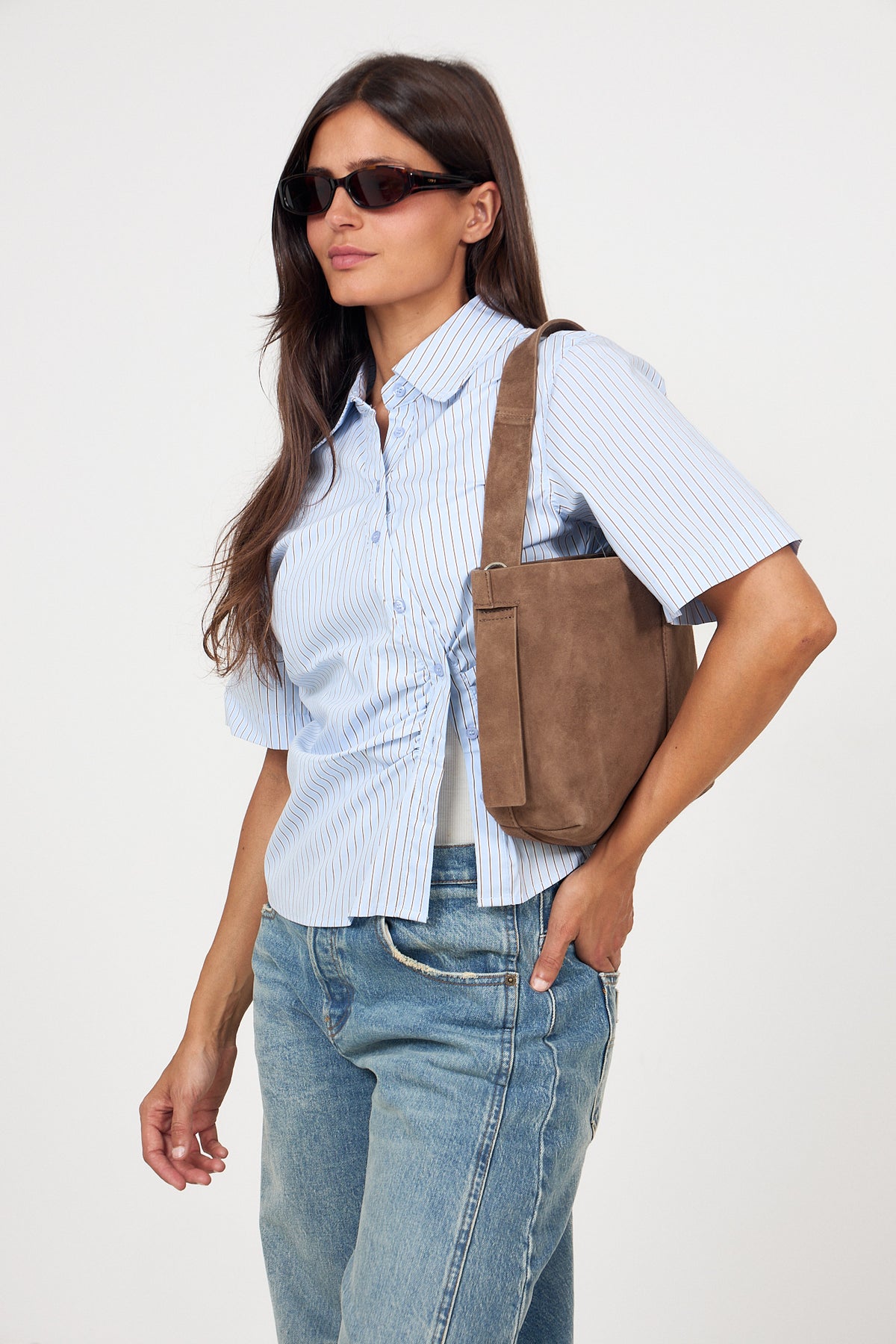 Suede Fraya Small Bag - Moral Gray