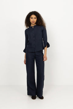 Molly Linen Pants - Navy