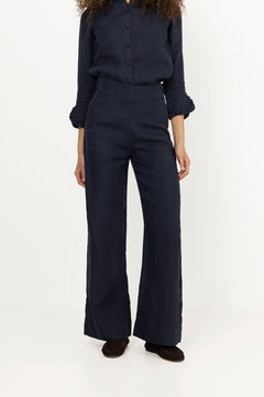 Molly Linen Pants - Navy