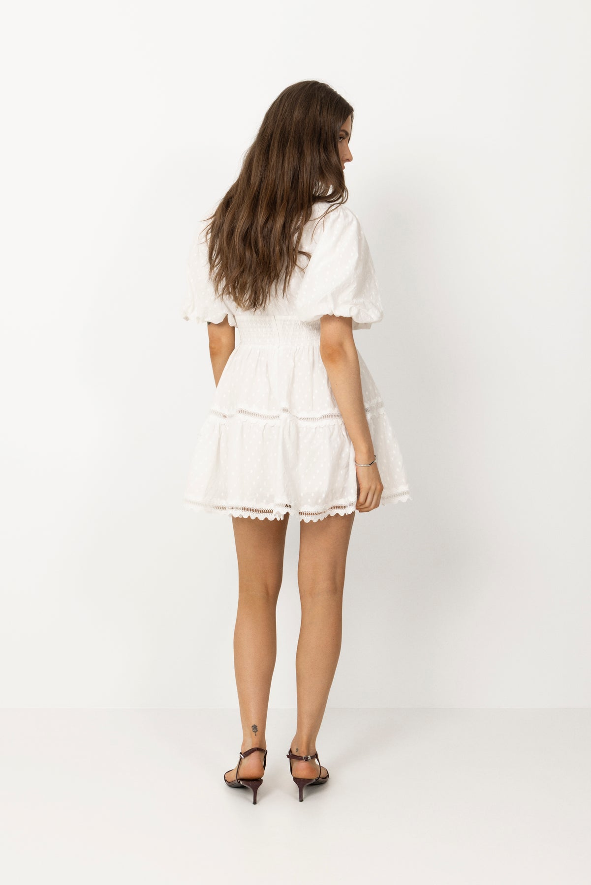 Elvira V-Neck Mini Dress - White