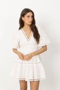 Elvira V-Neck Mini Dress - White