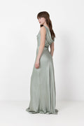 Leah Cowl Satin Maxi Dress - Sage