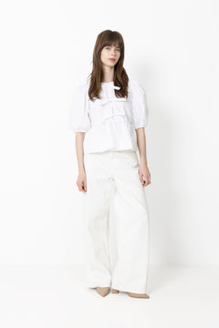 Cotton Poplin Peplum Blouse - Bright White