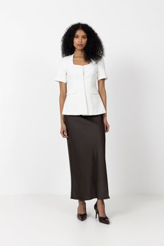 Vicky Heavy Sateen Skirt - Dark Brown