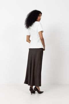 Vicky Heavy Sateen Skirt - Dark Brown