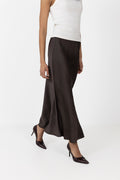 Vicky Heavy Sateen Skirt - Dark Brown
