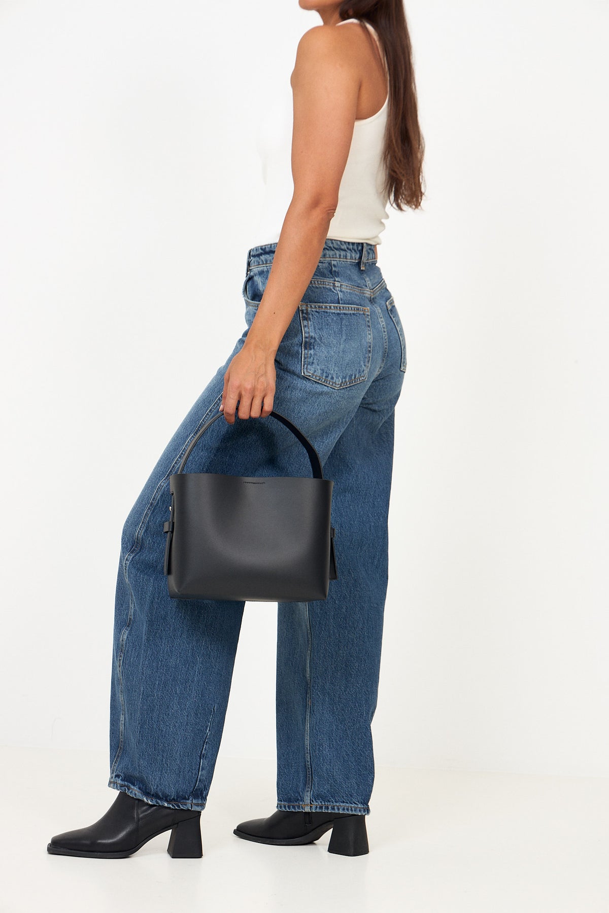 Leata Leather Bag - Black Silver