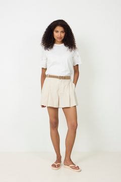 Yaslex Ss Top W. Emb Sleeves - Star White