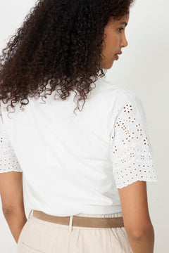 Yaslex Ss Top W. Emb Sleeves - Star White