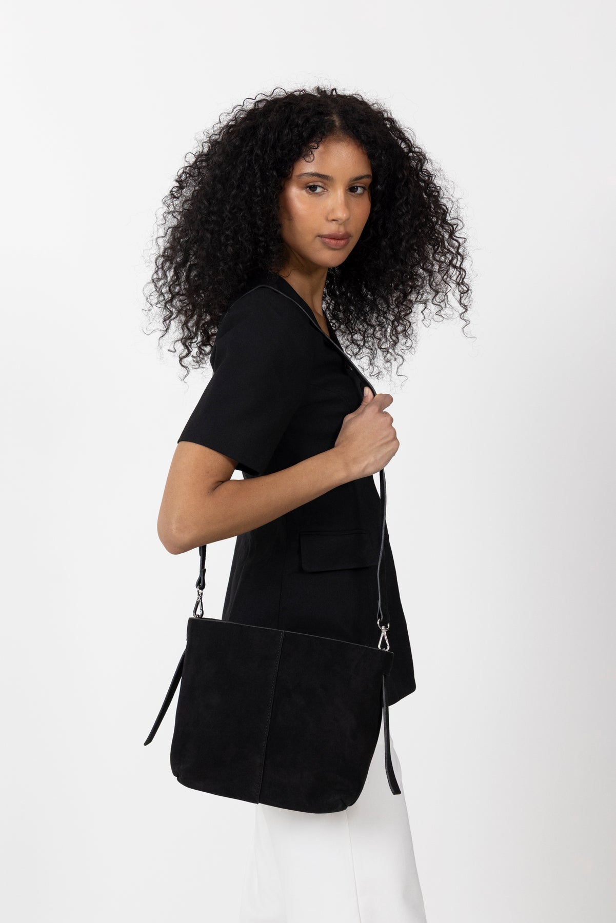 Suede Fraya Small Bag - Black