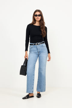 Petronella Rib Boatneck - Black