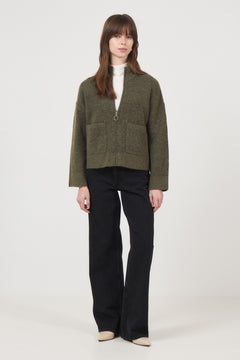 Sia Ras Ls Knit Zipper Cardigan - Kalamata  Melange