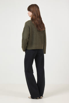 Sia Ras Ls Knit Zipper Cardigan - Kalamata  Melange