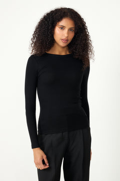 Dianna Ls O-Neck Top - Black