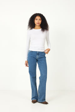 Dianna Ls O-Neck Top - Bright White