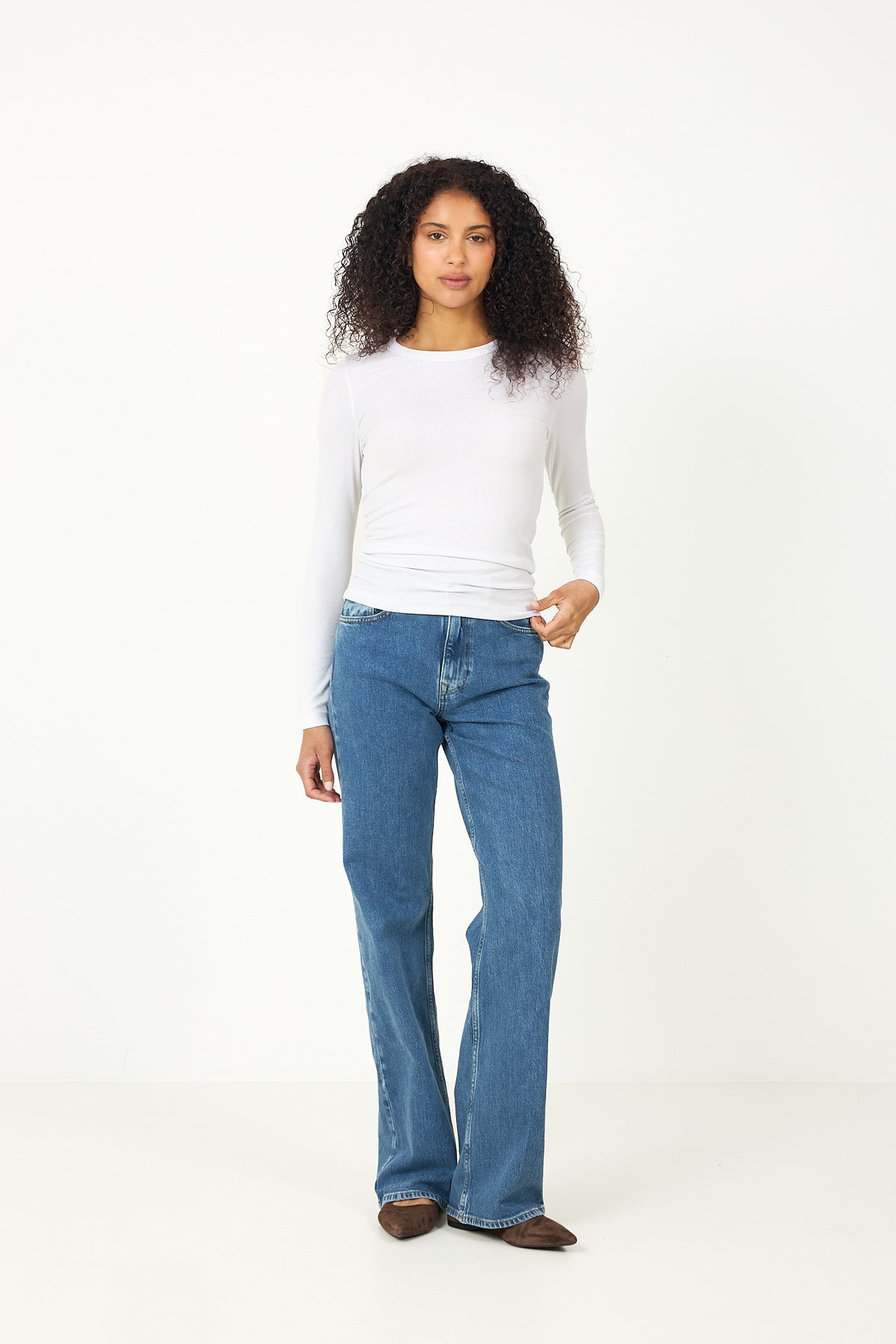 Dianna Ls O-Neck Top - Bright White